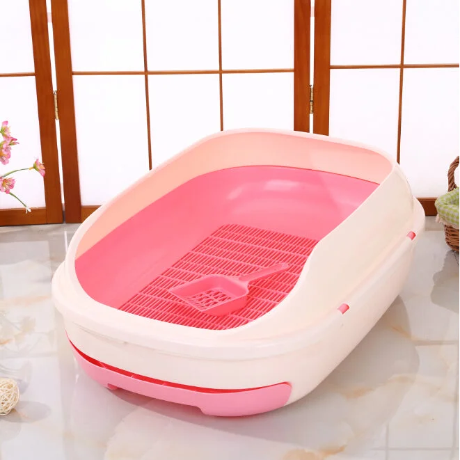 Cat Litter Box Large Portable Toilet Tray with Scoop & Grid