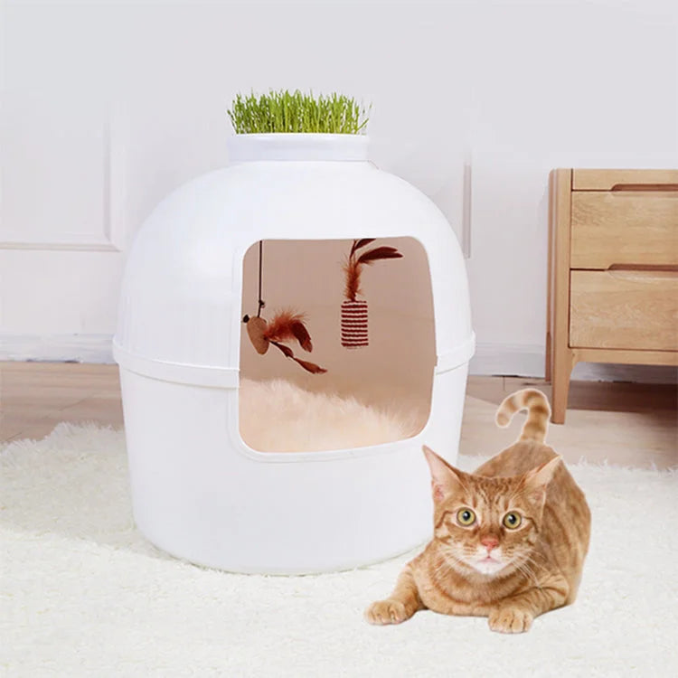 Cat Litter Box Multifunctional Pet House Semi-Enclosed