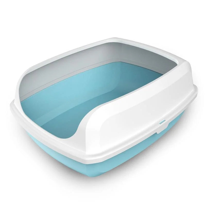 Cat Litter Box Set of 2 Large High Side Portable Open Tray