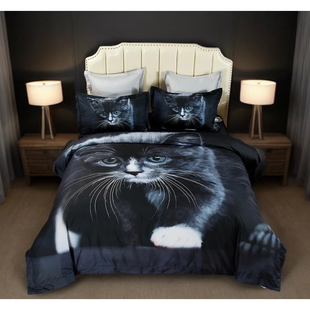 Cat Quilt Cover Set - King Size - Home & Garden