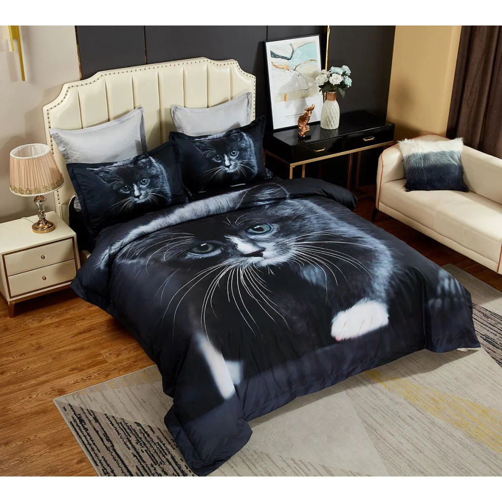 Cat Quilt Cover Set - Queen Size - Home & Garden