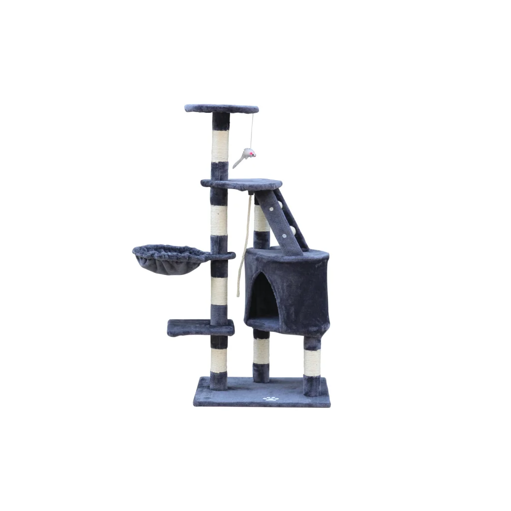 Cat Scratching Post Tree 120cm Multi-Level Kitten - Grey