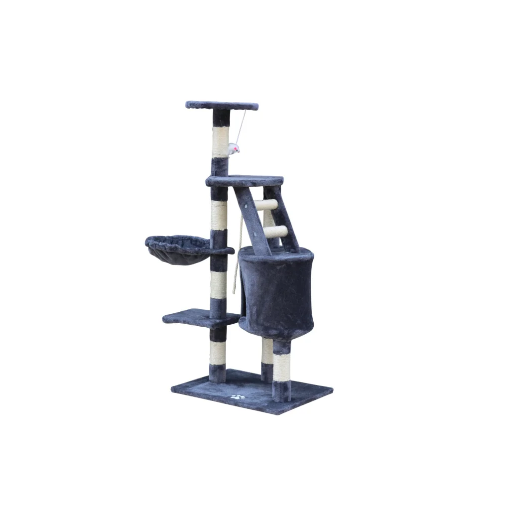 Cat Scratching Post Tree 120cm Multi-Level Kitten - Grey