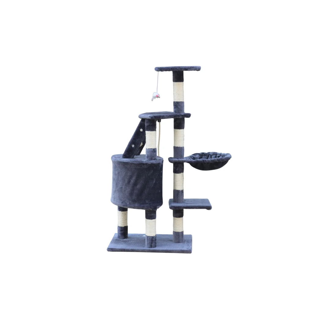 Cat Scratching Post Tree 120cm Multi-Level Kitten - Grey