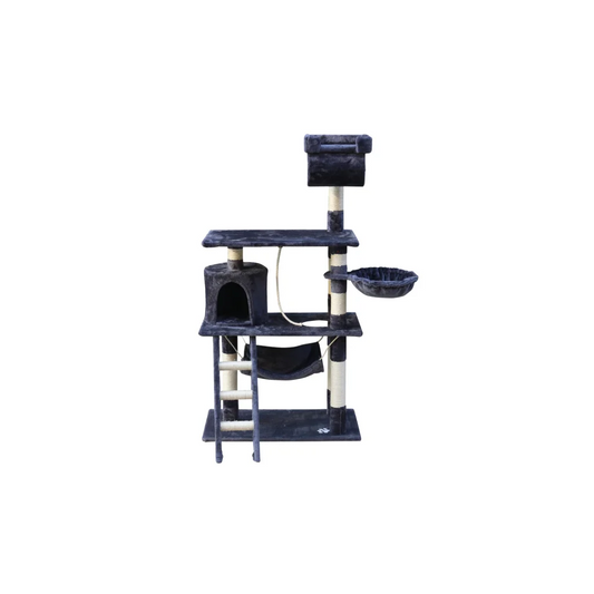 Cat Scratching Post Tree 140cm with Ladder & Hammock - Grey