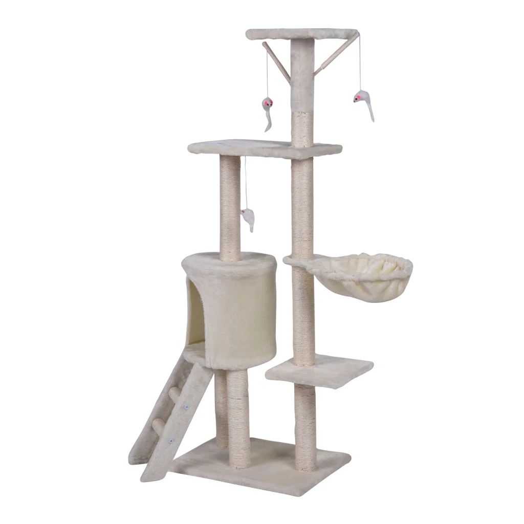 Cat Scratching Post Tree House Tower with Ladder - 138cm