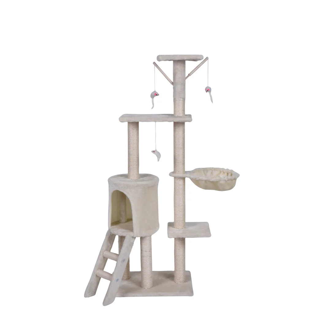 Cat Scratching Post Tree House Tower with Ladder - 138cm