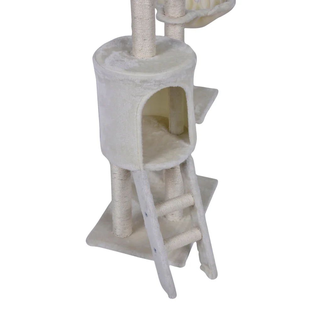 Cat Scratching Post Tree House Tower with Ladder - 138cm
