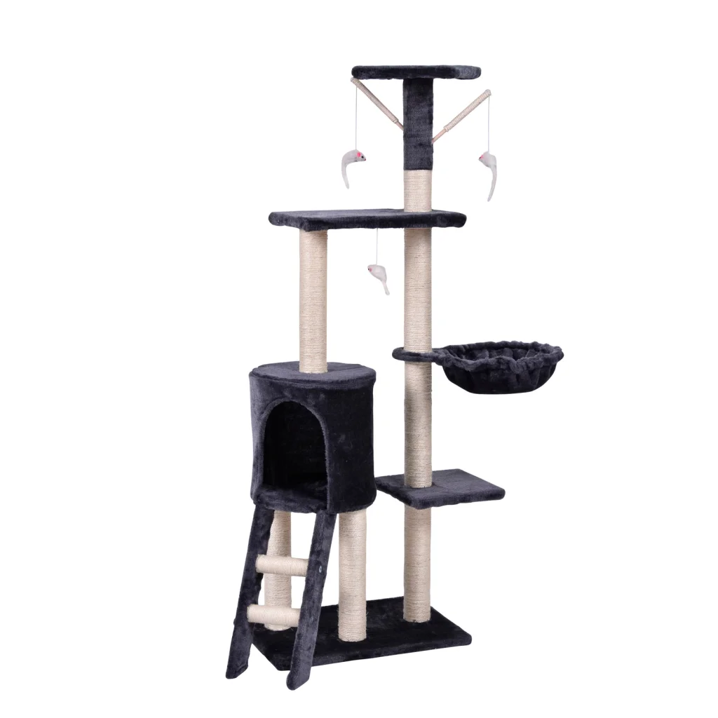 Cat Scratching Post Tree House Tower with Ladder - 138cm