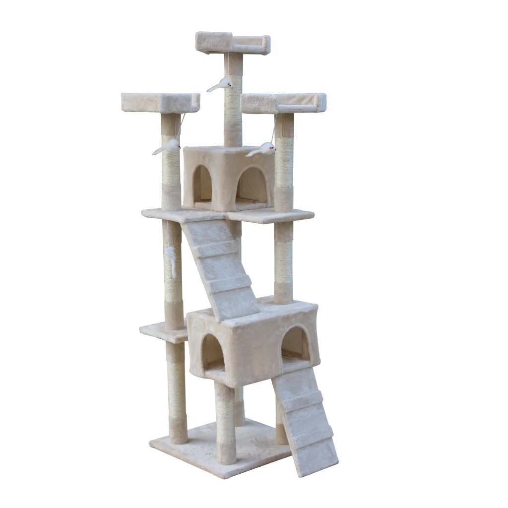 Cat Scratching Post Tree House Tower with Ladder Furniture