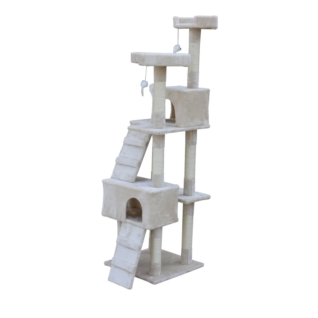 Cat Scratching Post Tree House Tower with Ladder Furniture
