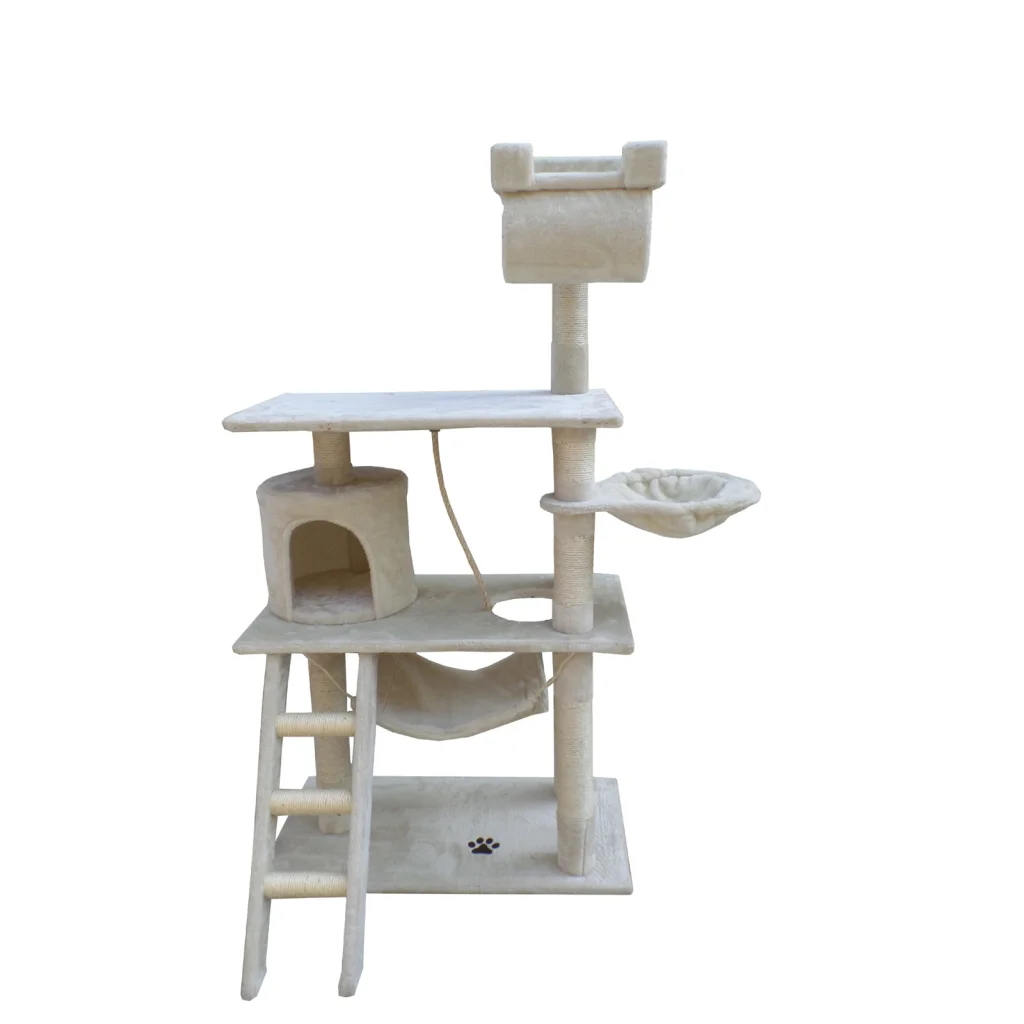 Cat Scratching Post Tree Kitten Ladder & Hammock 140 cm