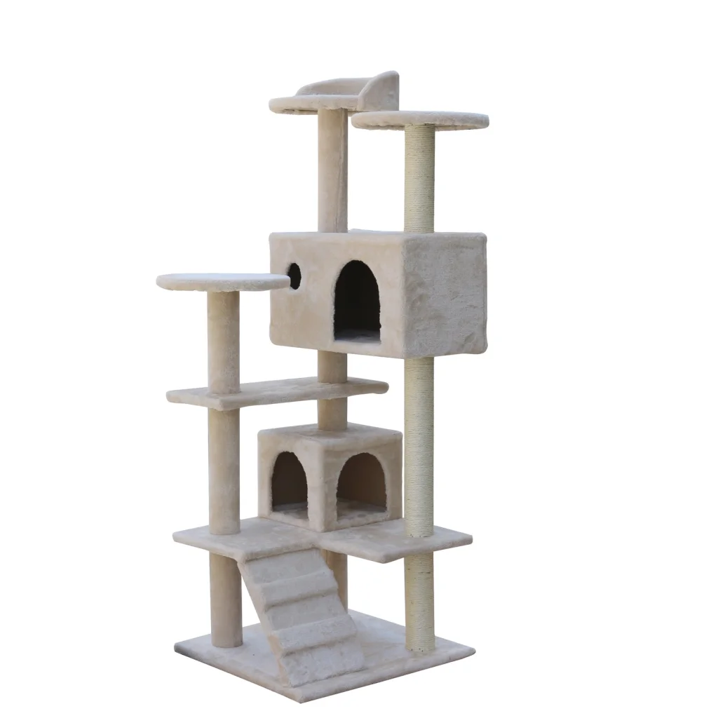 Cat Scratching Post Tree Scratcher Pole 130 cm Beige - Pet