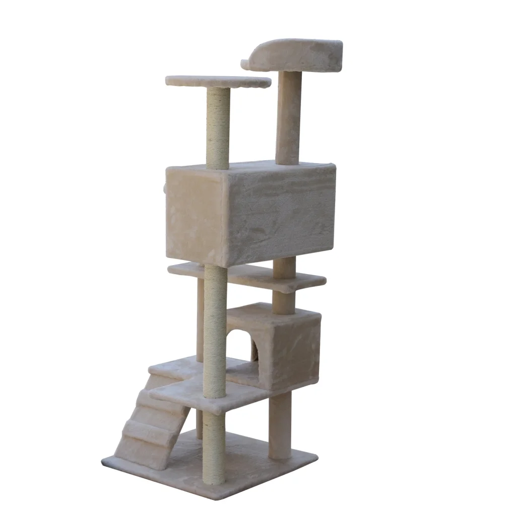 Cat Scratching Post Tree Scratcher Pole 130 cm Beige - Pet