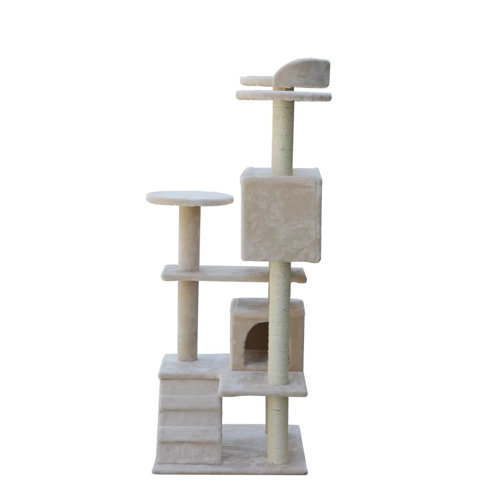 Cat Scratching Post Tree Scratcher Pole 130 cm Beige - Pet
