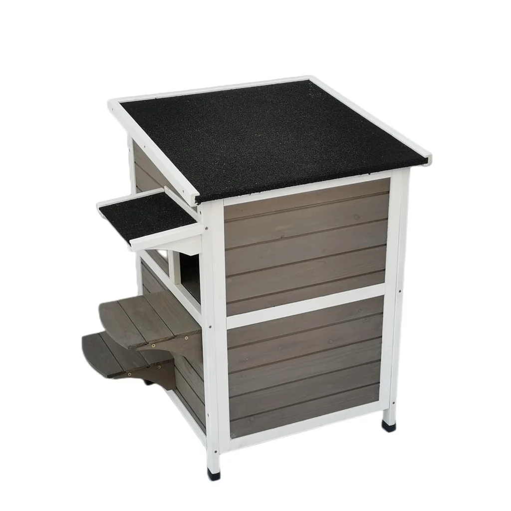 Cat Shelter 2-Story Condo with Escape Door Rainproof Kitty