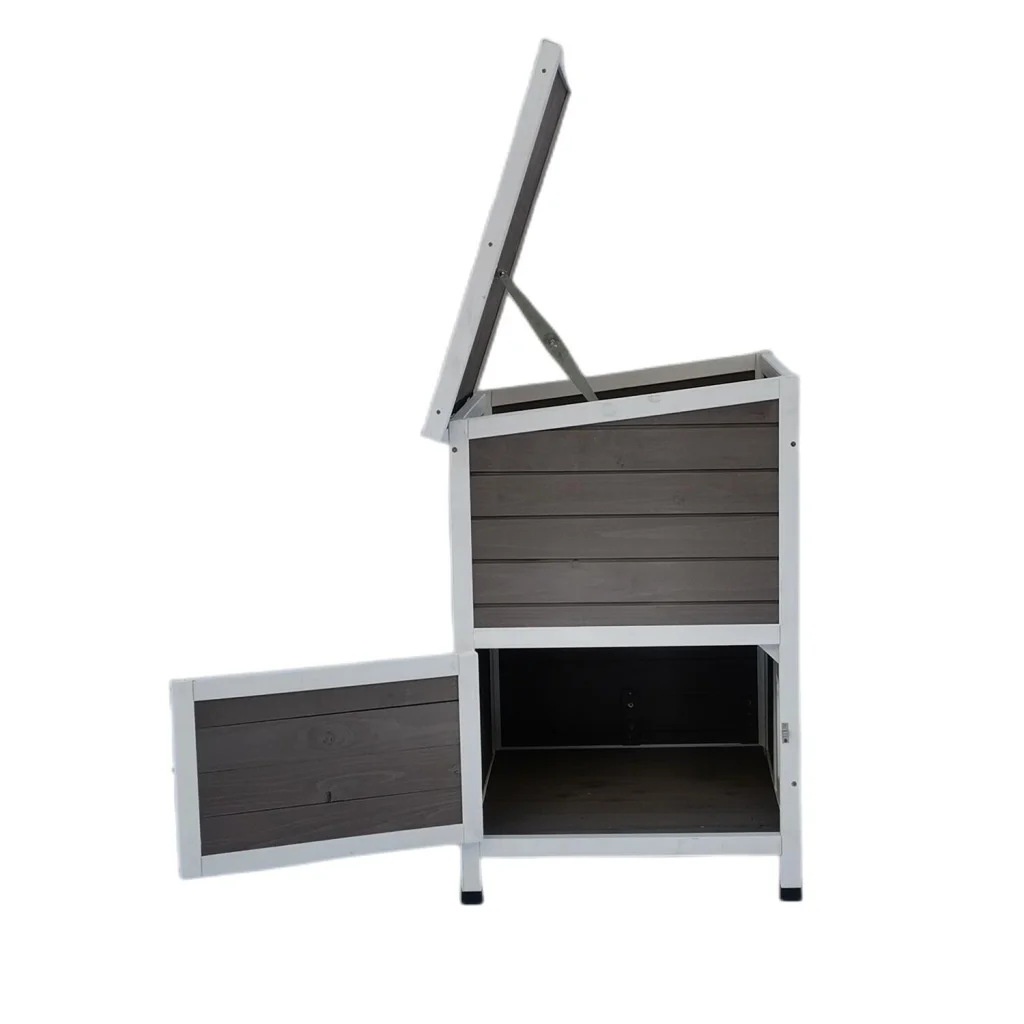 Cat Shelter 2-Story Condo with Escape Door Rainproof Kitty