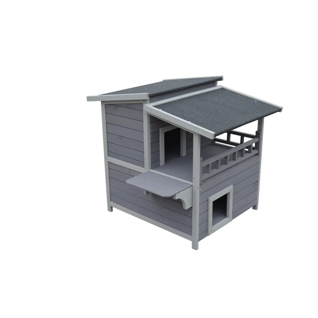 Cat Shelter Condo 2-Story with Escape Door Rainproof Kitty