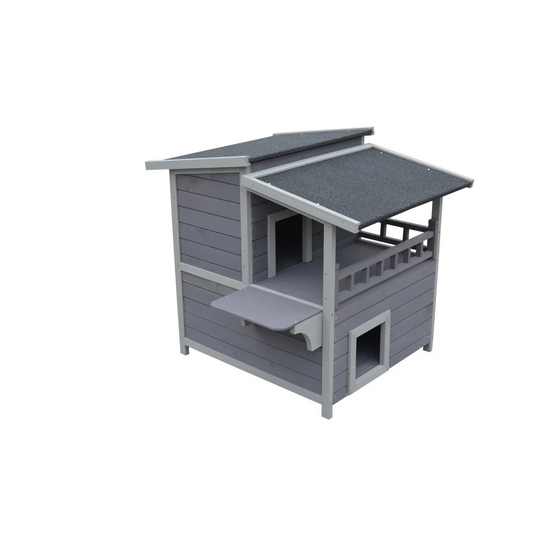 Cat Shelter Condo 2-Story with Escape Door Rainproof Kitty