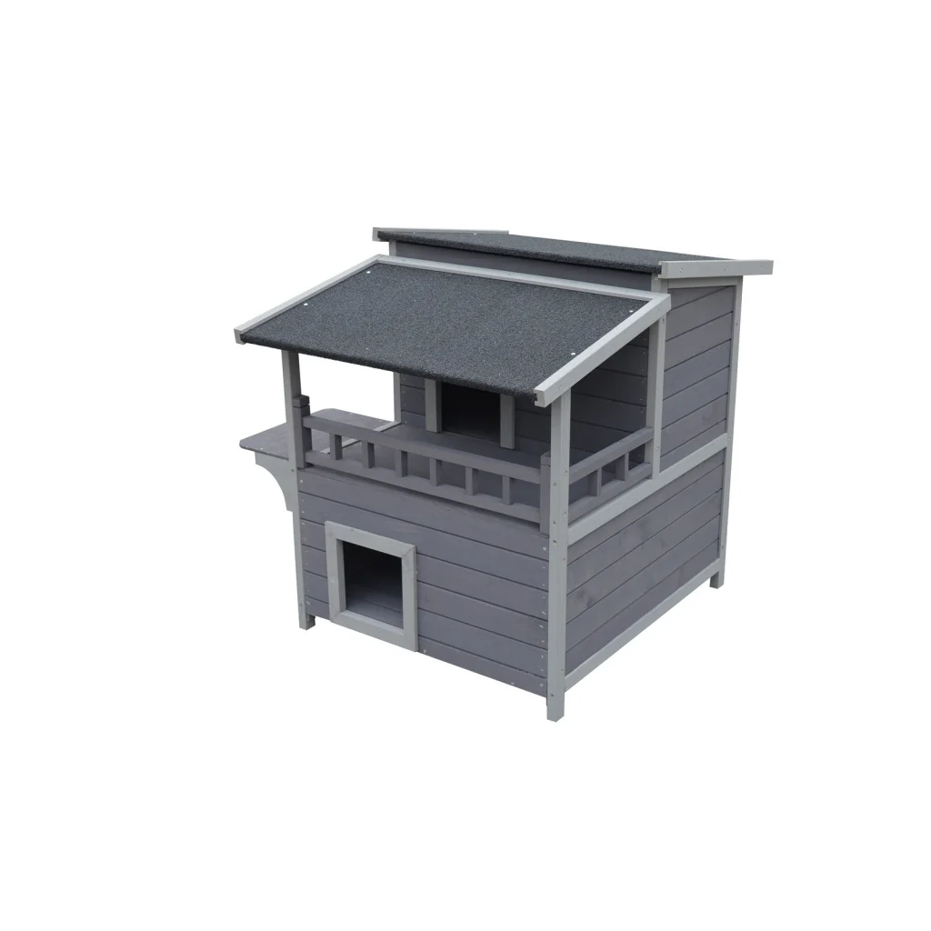 Cat Shelter Condo 2-Story with Escape Door Rainproof Kitty