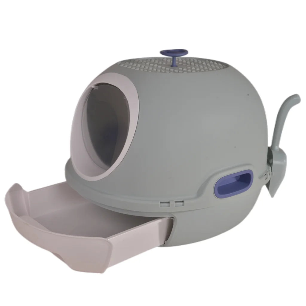 Cat Toilet Litter Box Hooded Tray House with Drawer