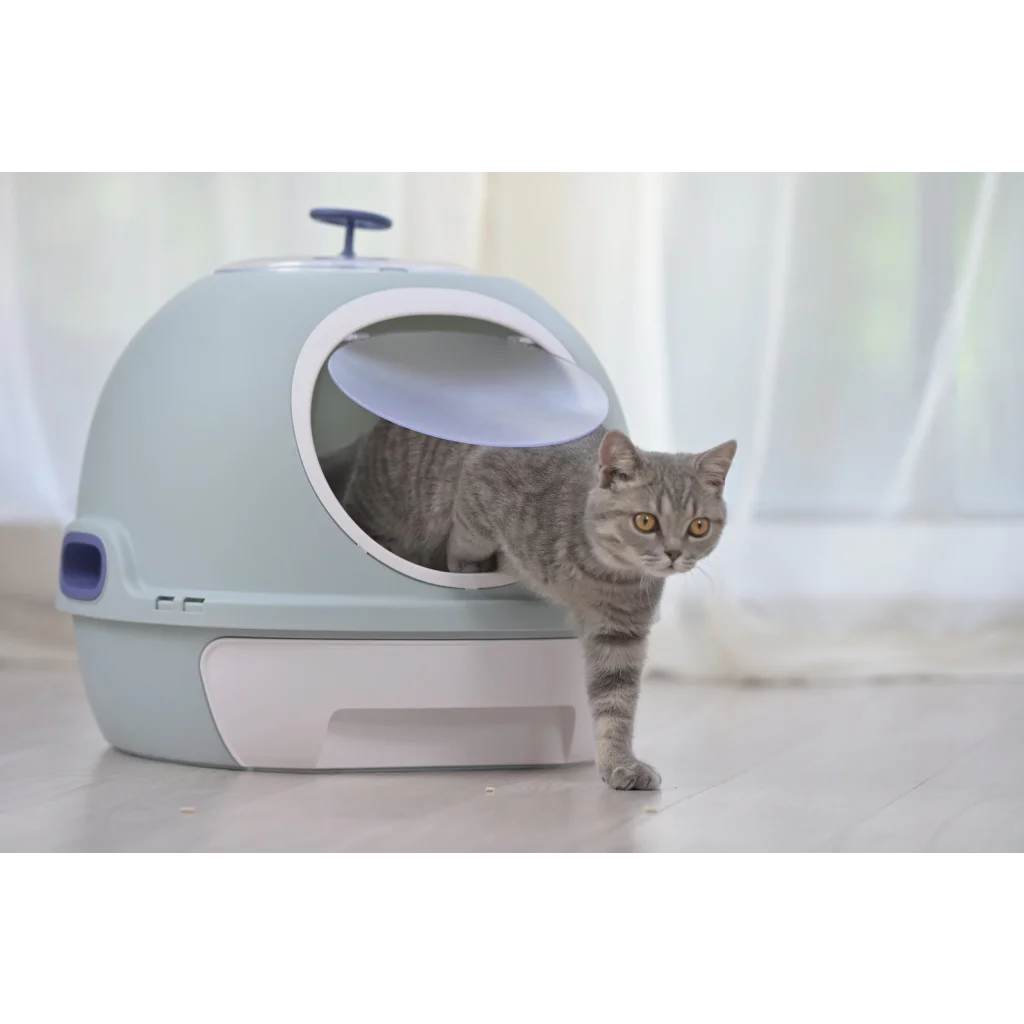 Cat Toilet Litter Box Hooded Tray House with Drawer & Scoop