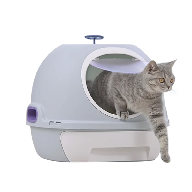 Cat Toilet Litter Box Hooded Tray House with Drawer & Scoop