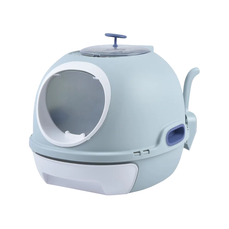 Cat Toilet Litter Box Hooded Tray House with Drawer & Scoop