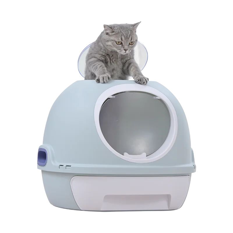 Cat Toilet Litter Box Hooded Tray House with Drawer & Scoop