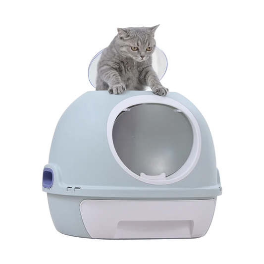 Cat Toilet Litter Box Hooded Tray House with Drawer & Scoop