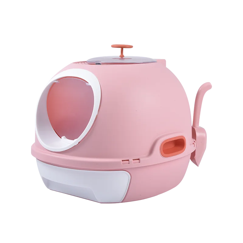 Cat Toilet Litter Box Hooded Tray House with Drawer & Scoop