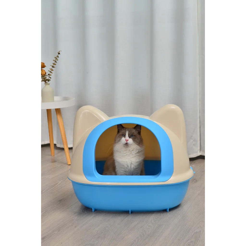 Cat Toilet Litter Box Large Hooded Tray House with Scoop