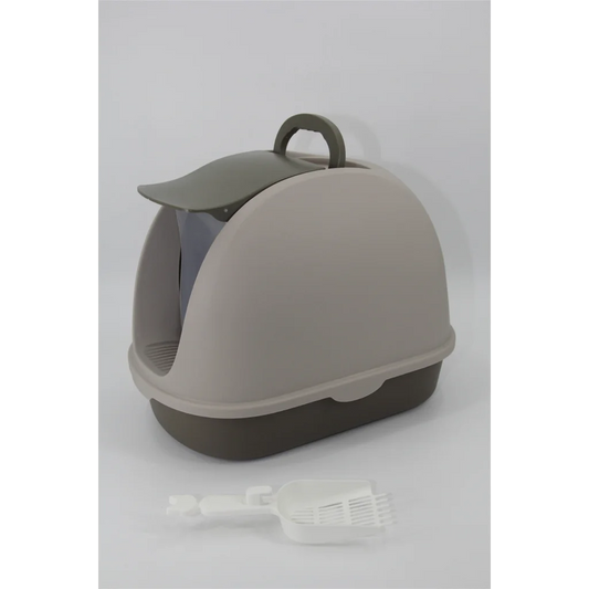 Cat Toilet Litter Box Portable Hooded Tray House with Scoop