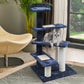 Grey wood 100cm cat tree with scratching post tower condo