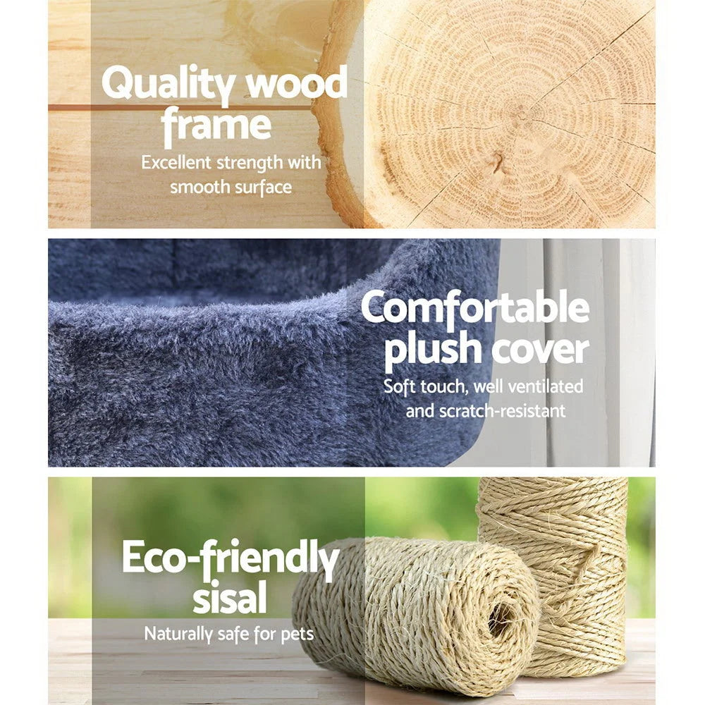 Cat Tree 126cm Wood Scratching Post Tower Condo - Cat