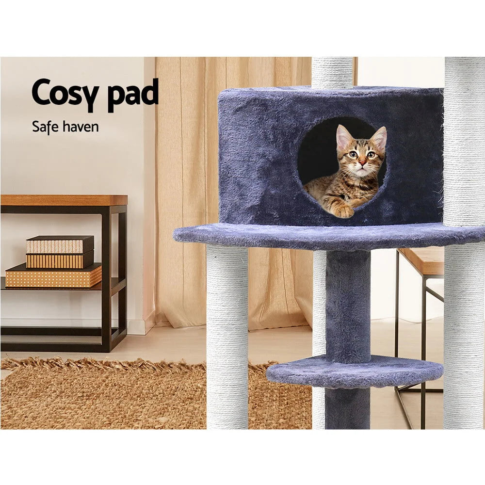 Cat Tree 126cm Wood Scratching Post Tower Condo - Cat