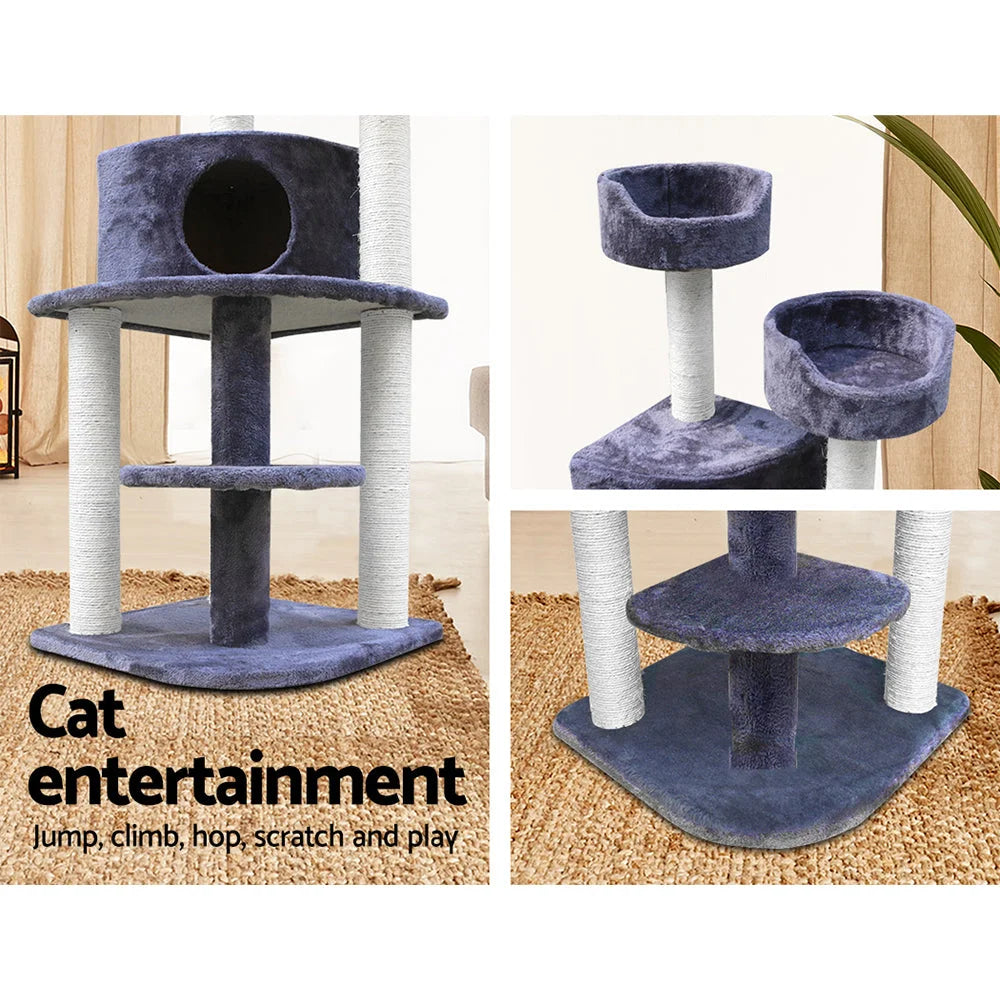 Cat Tree 126cm Wood Scratching Post Tower Condo - Cat