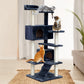 Cat Tree 134CM Wood Scratching Post Tower Condo Grey