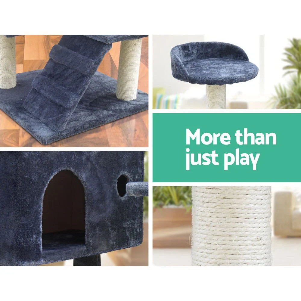 Cat Tree 134CM Wood Scratching Tower Condo Grey Supplies