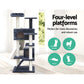 Grey wood 134cm cat tree for climbing and scratching areas