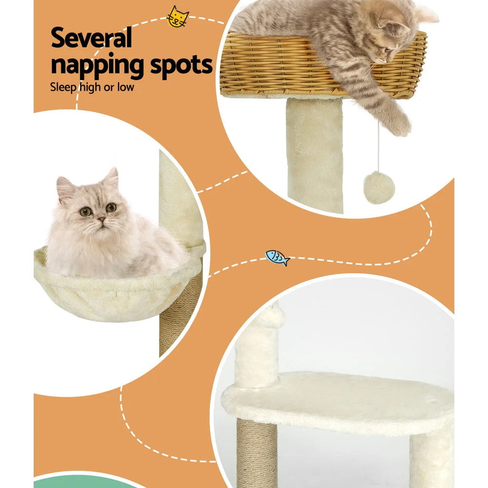 Cat Tree 138CM Tower Scratching Post Scratcher with Wood