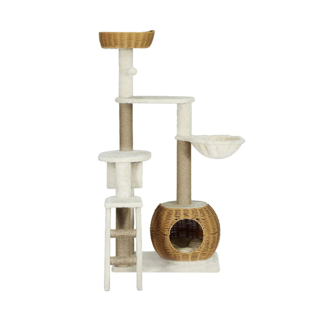 Cat Tree 138CM Tower Scratching Post Scratcher with Wood
