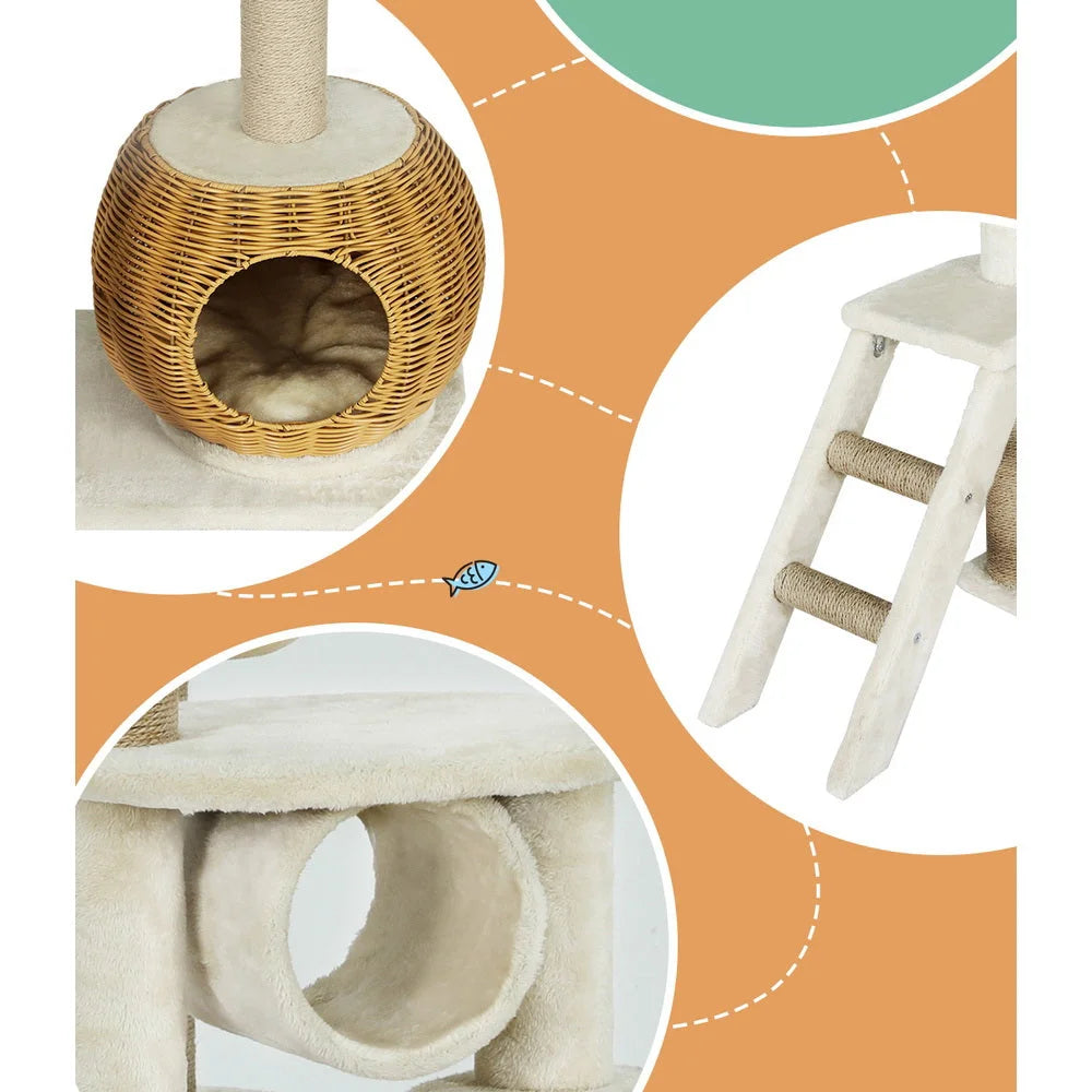 Cat Tree 138CM Tower Scratching Post Scratcher with Wood