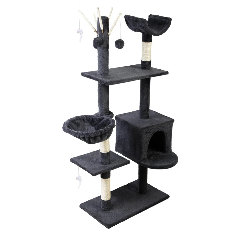 Cat Tree 140 cm Wood Scratching Post Tower Condo - Cat