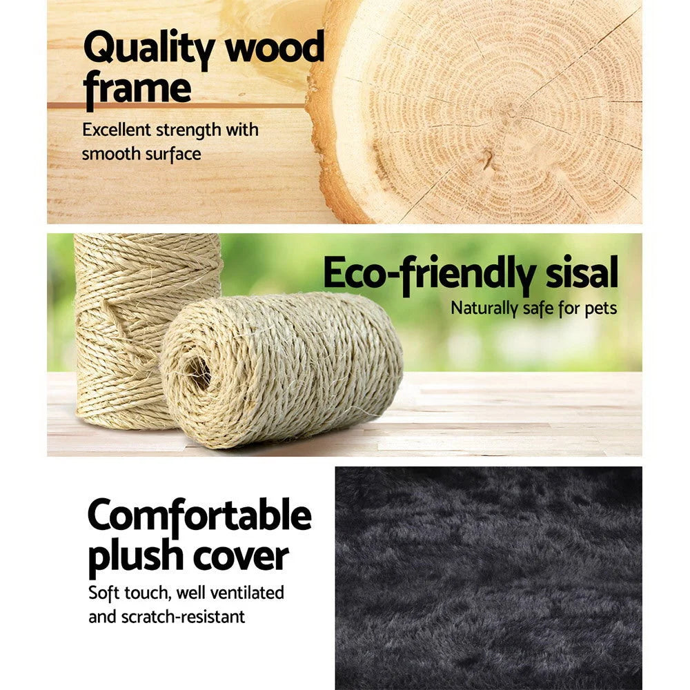 Cat Tree 140 cm Wood Scratching Post Tower Condo - Cat