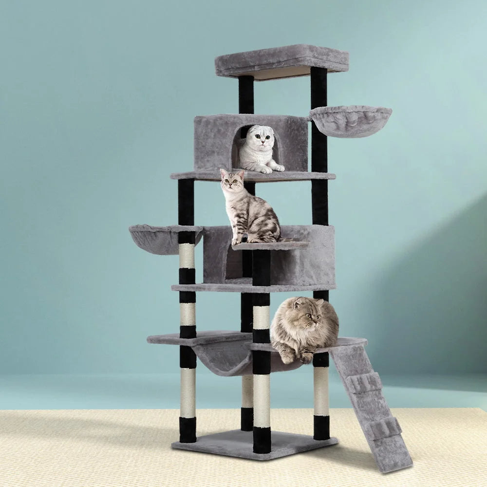 Wood 161cm cat tree with tower scratching post condo