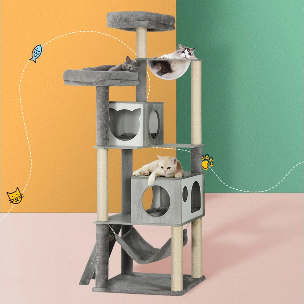 Wood 178cm cat tree with tower scratching post scratcher