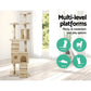 Beige wood 180cm cat tree with sisal scratching posts and beige platforms