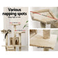 Cat Tree 180cm, Wood Scratching Post Tower Condo, Beige shown with visible product details