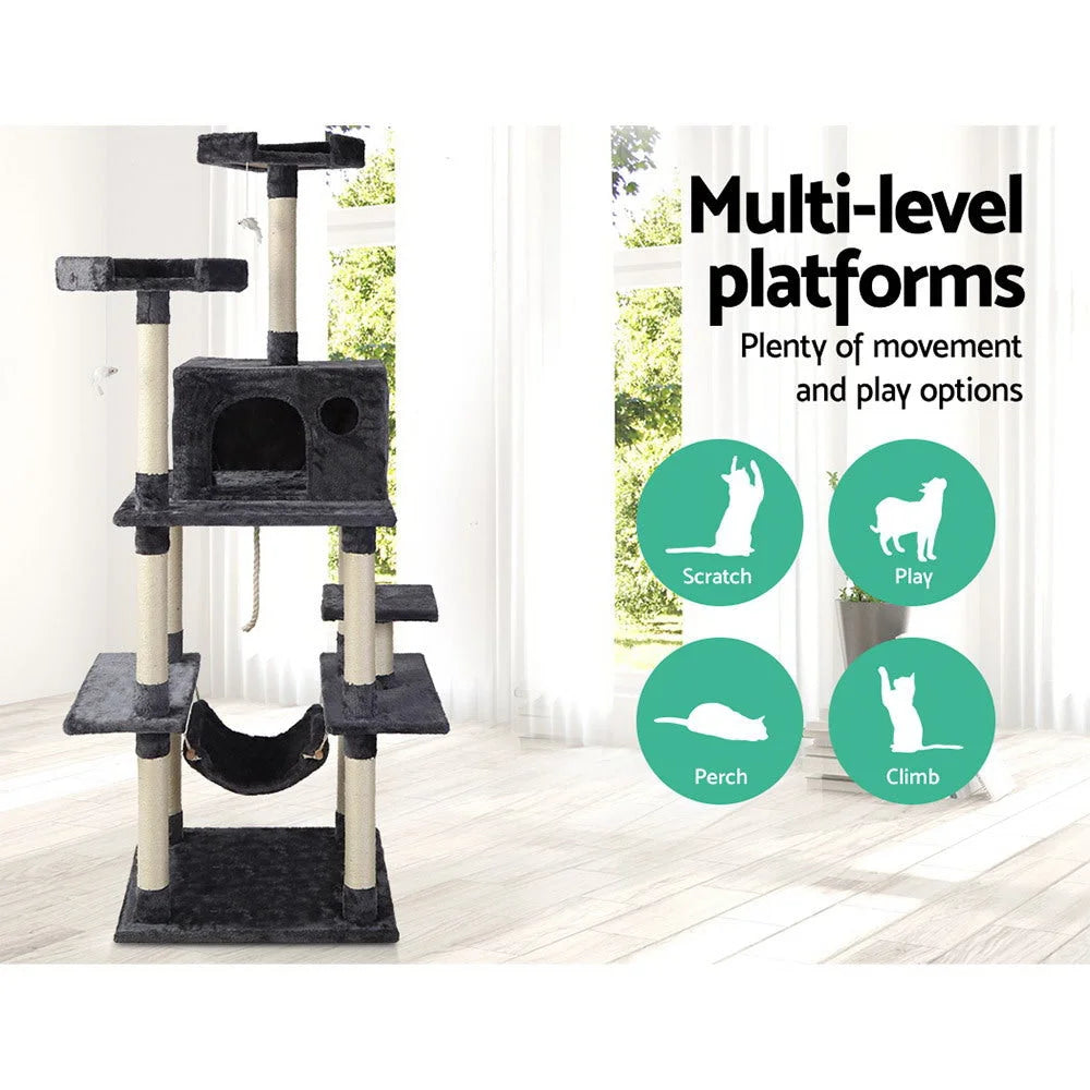 Cat Tree 184 cm Wood Scratching Post Tower Condo - Cat